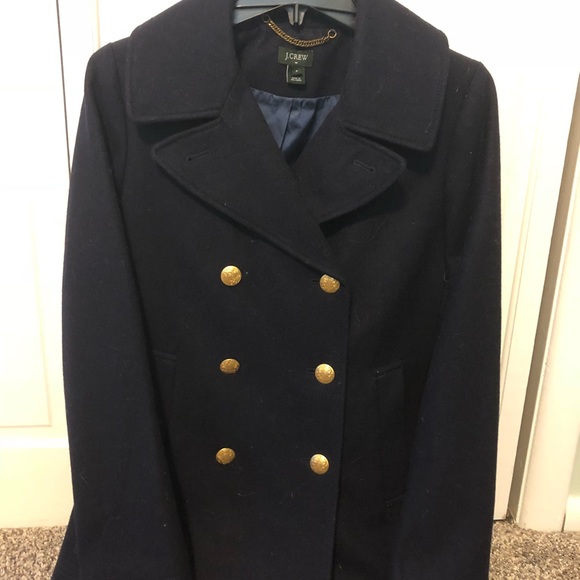 navy blue peacoat with gold buttons